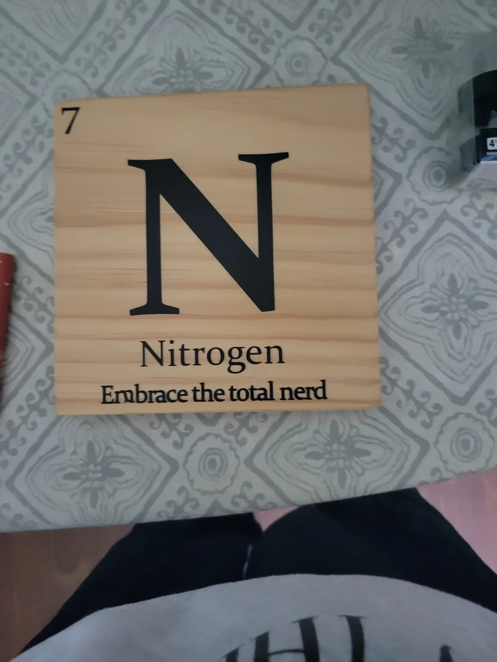 Nitrogen Wood Element Plaque - Black Lettering
